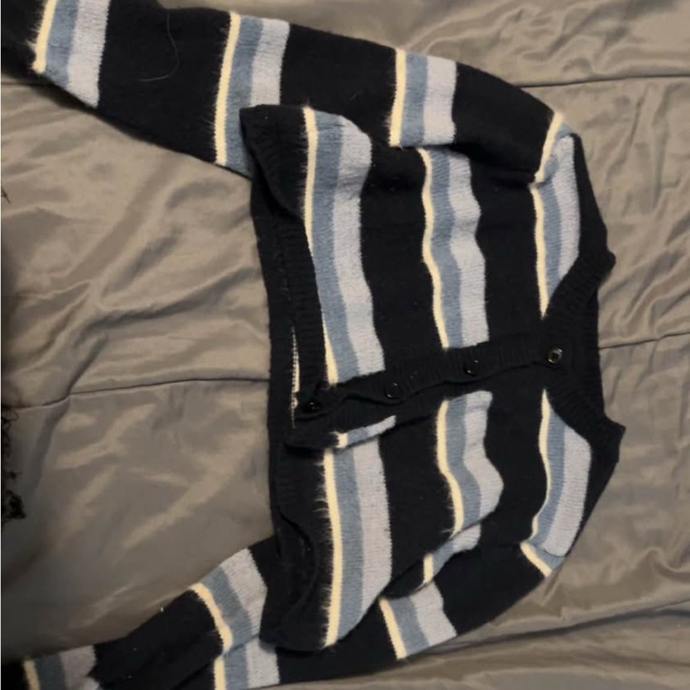 Women’s Striped Sweater - Black and blue